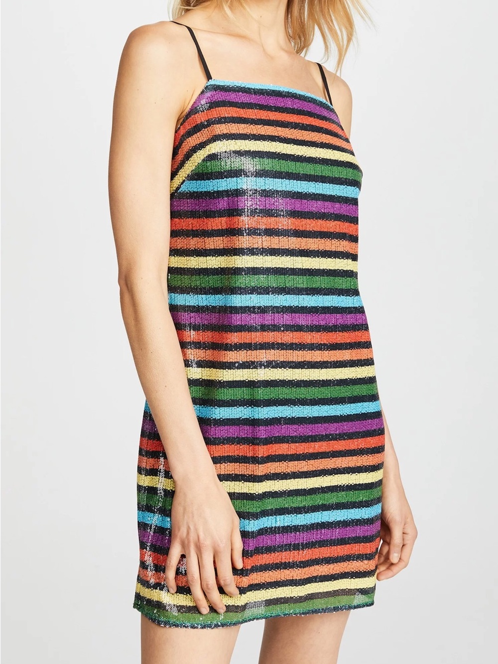 Wayf Multicolor Striped Sequin Mini Dress